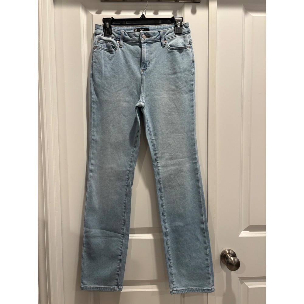 EUC Member's Mark Straight Jean Women 2 Light Blue Wash Stretch Denim Mid Rise